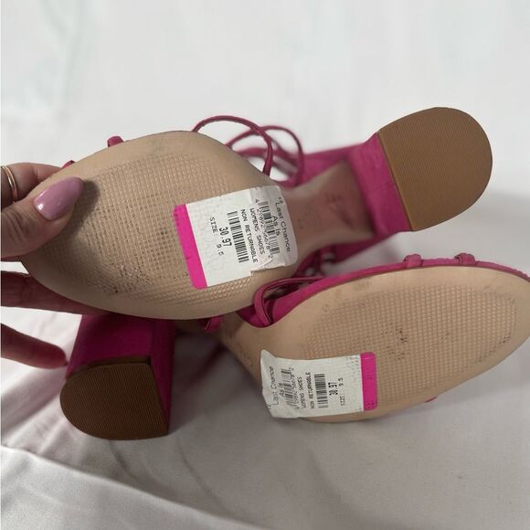 Schutz Women’s 9.5 JULIANNA BLOCK NUBUCK SANDAL Hot Pink Heels - Picture 11 of 11